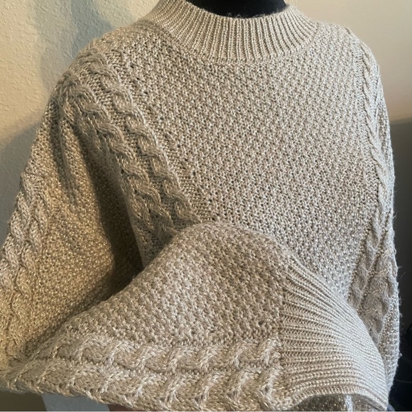Z Supply Light Gray Shimmer Cable Knit Sweater - Picture 2 of 5